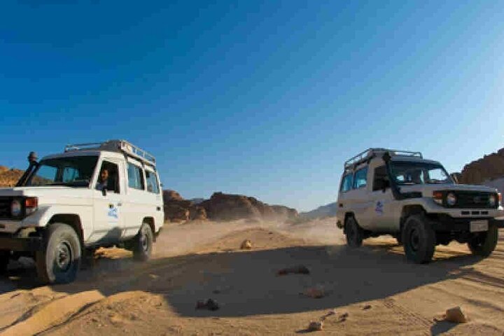 Safari en jeep dans le désert, balade à dos de chameau et dîner bédouin à Marsa Alam